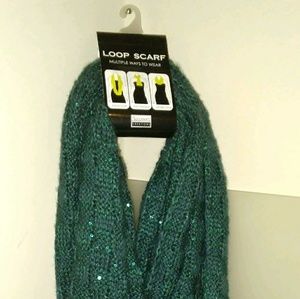 Green Sequin Loop Scarf